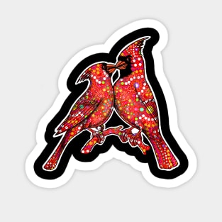 Red Cardinal birds mandala art Sticker